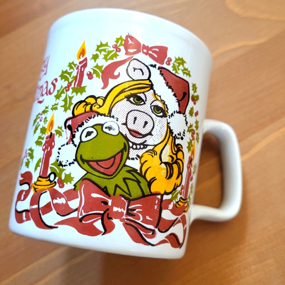 Kiln craft Henson 1979 miss piggy and kermit Muppet Christmas mug